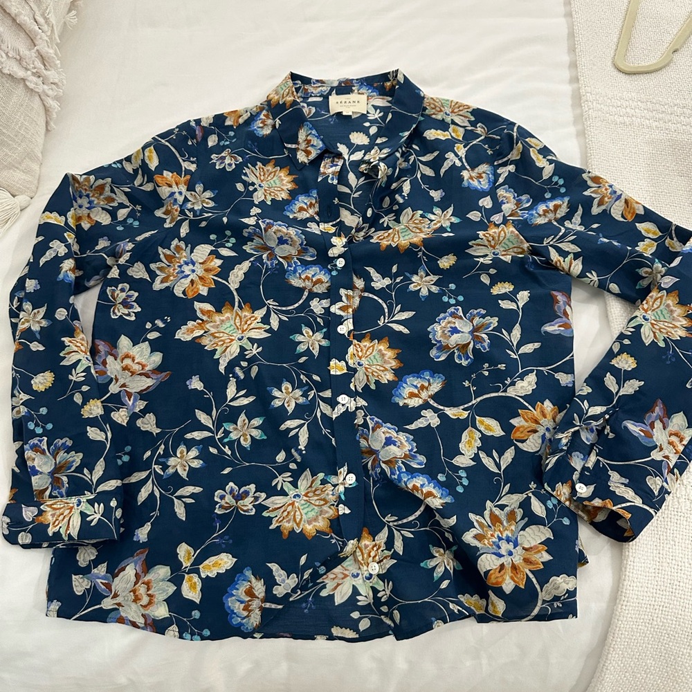 Sézane Blue Floral Pierro